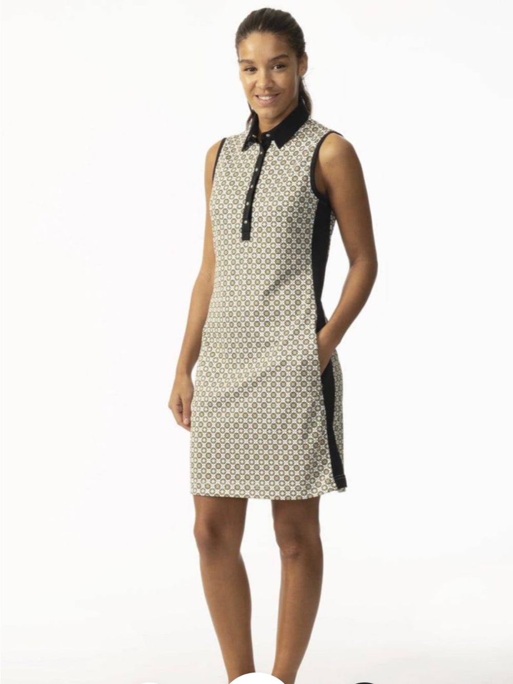Daily Sports Sweden Orion Sandy Beige sleeveless golf dress collar pockets star